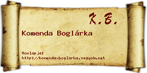 Komenda Boglárka névjegykártya