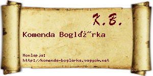 Komenda Boglárka névjegykártya